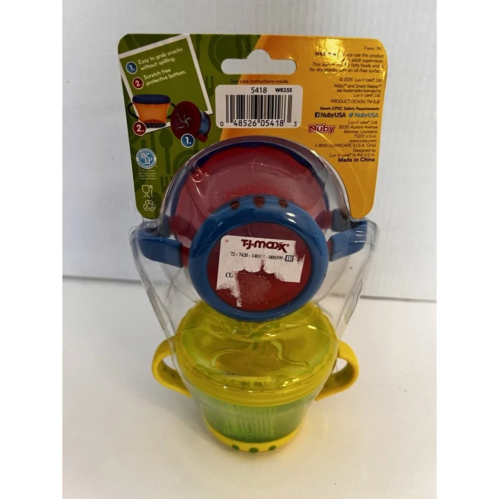 NUBY Pack Snack Keeper w/ Handles, No Spills, Toddler Training, BPA Free 2 Pack